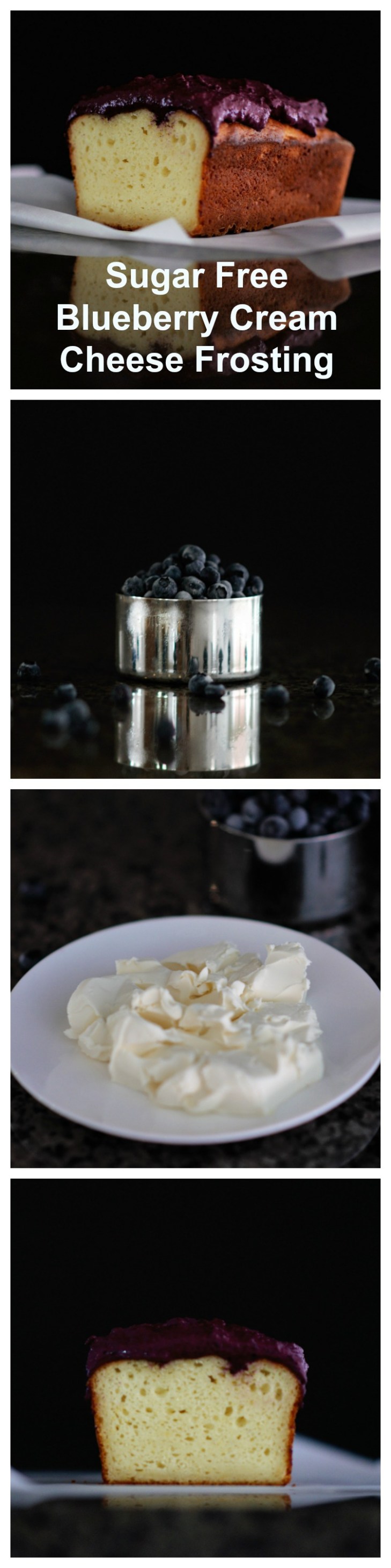Sugar Free Blueberry Cream Cheese Frosting Collage