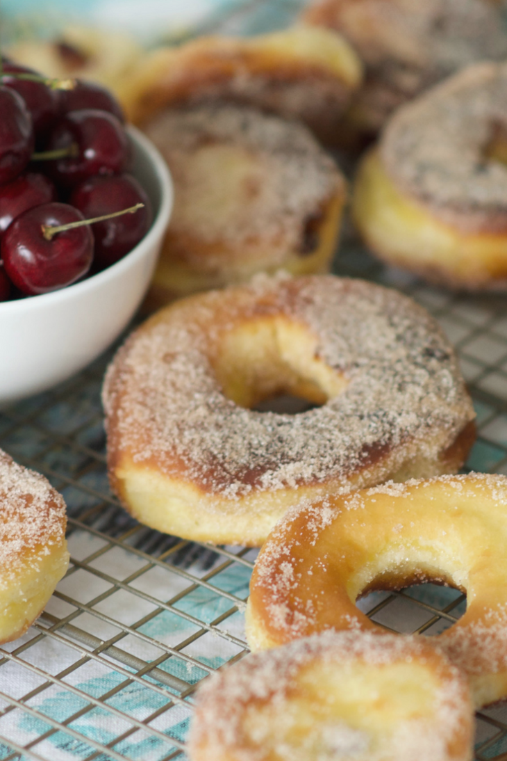 Easy Overnight Doughnuts: Fresh, homemade doughnuts are simple to make with this basic recipe. Enjoy with cinnamon sugar, or fill with chopped, fresh cherries