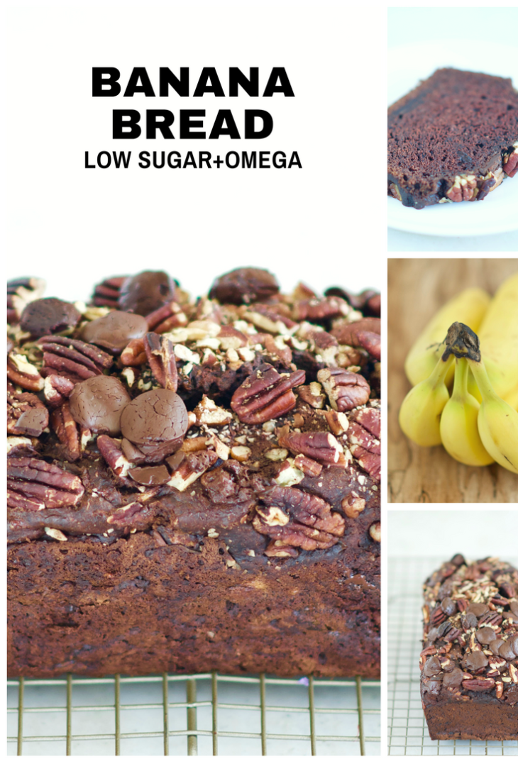 Bake a healthier Banana Bread: Low sugar, high fibre, Omega 3 6 fatty acids, make this a nourishing chocolate treat