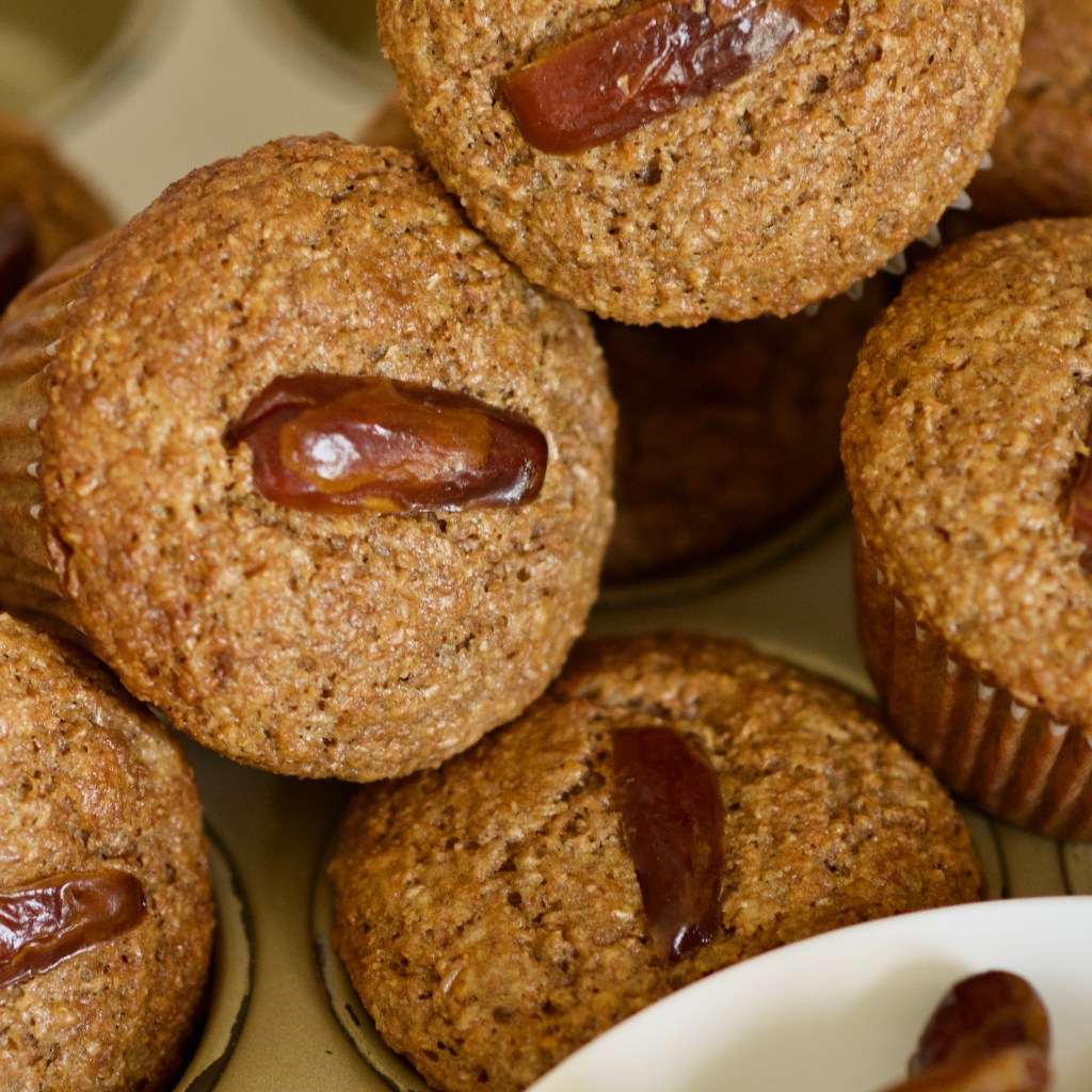 bran muffin with honey and dates